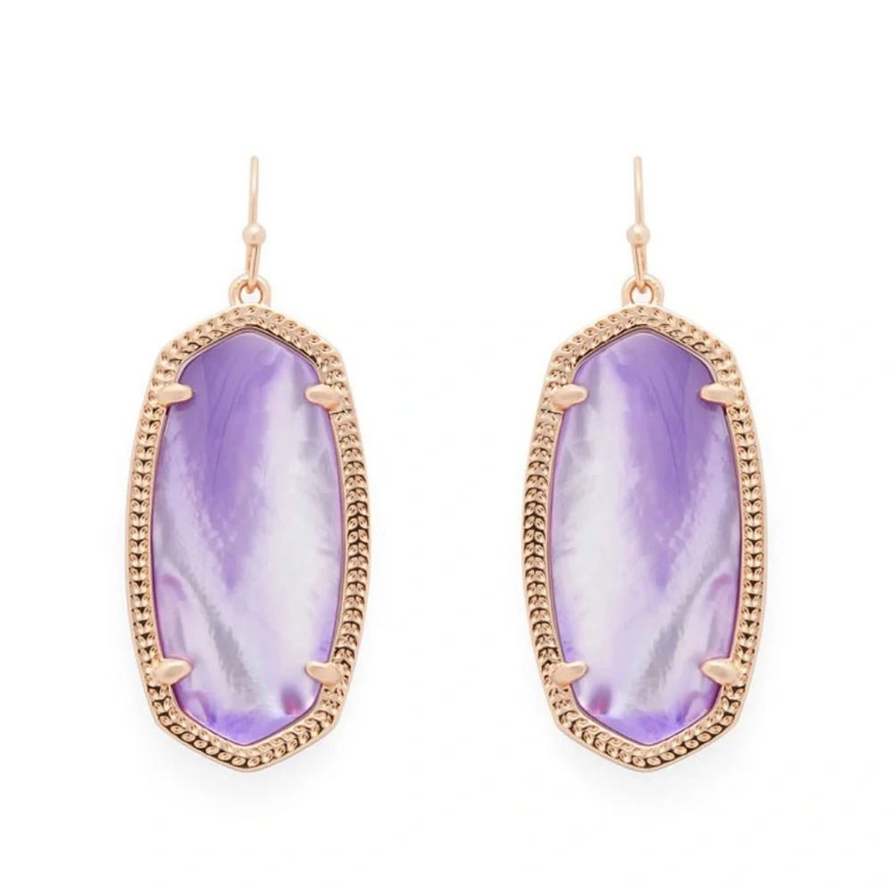 NWT Kendra Scott Elle Earrings Lavender Pearl & Rose Gold Rare & Retired GORG! - Picture 5 of 9